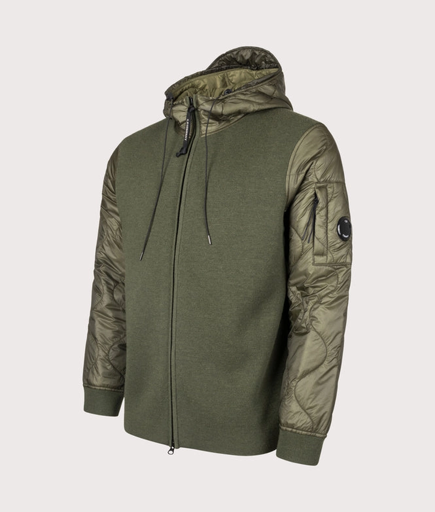 CP Company Mens Extrafine Merino Wool Mixed Hooded Zip D.D. Shell Sweater
